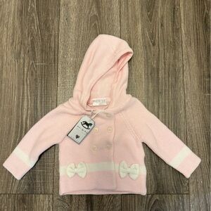 Rock-A-Bye Baby Boutique Pink Now Cardigan Cotton Knit, Size 3-6 Months